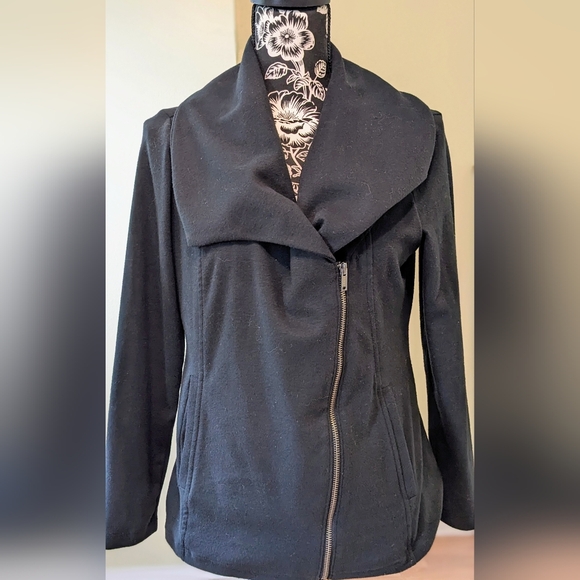 Banana Republic Women's Petite Jacket Black Full Zip Shawl Collar Pockets MP - Picture 5 of 9